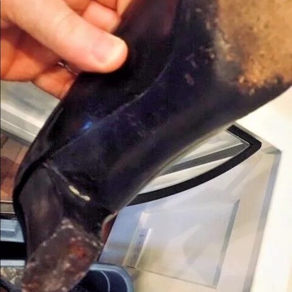 Vtg CHRISTIAN DIOR Black Block Heel logo 6/ 6.5 - Picture 4 of 10